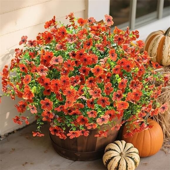 Artificial Fake Fall Mums Flowers Plants for Outdoor Outside Decoration,12Bundle - Picture 7 of 7